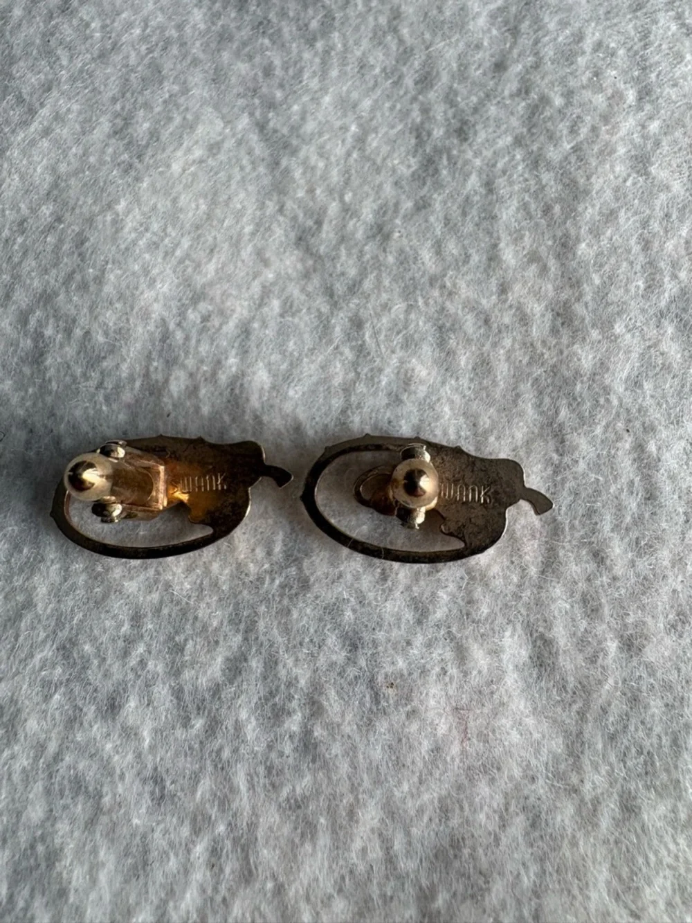 Vintage SWANK Gold Tone Men’s Oval Cufflinks Fish Rod and Reel Gorpcore Nature